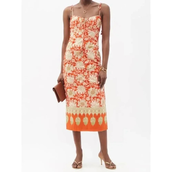 Johanna Ortiz Prettier In Spanish Printed Cotton Slip Dress Size Large - Picture 13 of 13